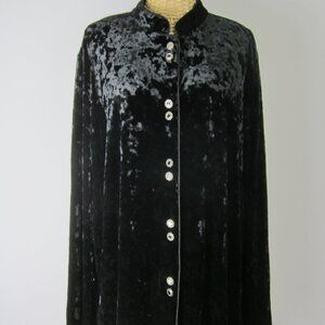 Harve Benard Womens Plus 2X Black Velvet Stretchy Long Sleeve Tunic Shirt FLAW